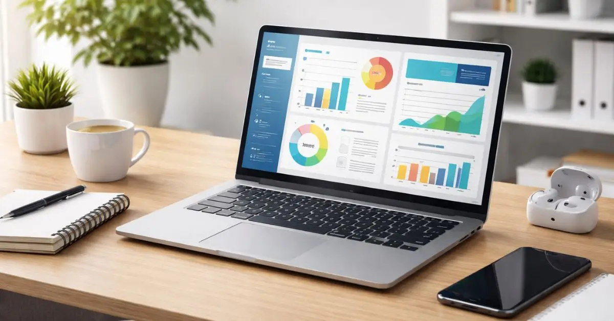 Best laptop setup for freelancing beginners in 2026 showing modern workspace, lightweight laptop, and productivity tools